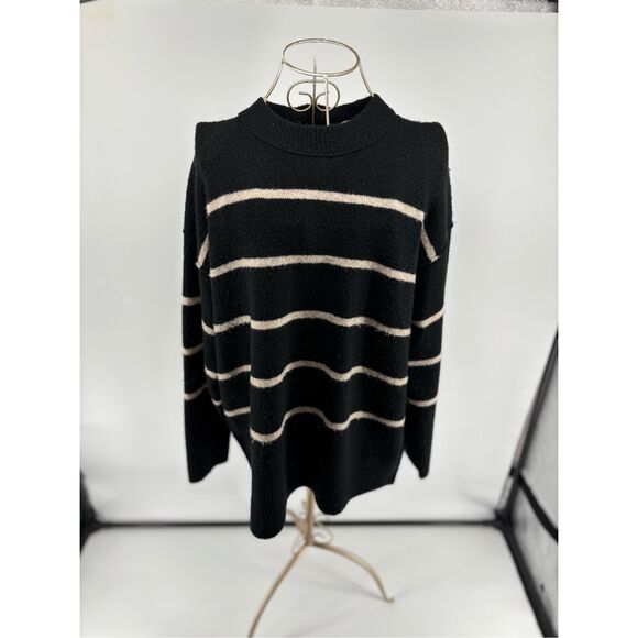 Aerie unreal black stripe sweater women’s size XS - Picture 1 of 10